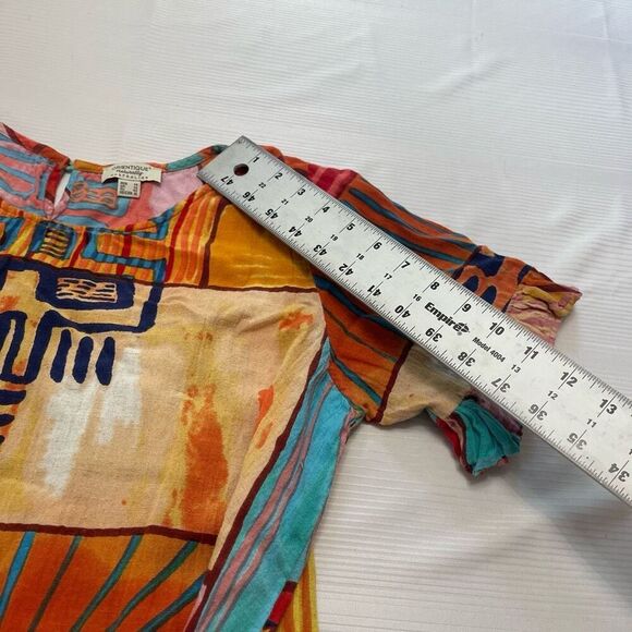 Orientique Naturally Australian Art To Wear Lagenlook Ruffle Top Size Medium - Picture 4 of 7